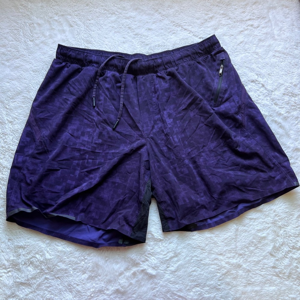 Men's Purple Athletic Shorts with Zipper Pocket